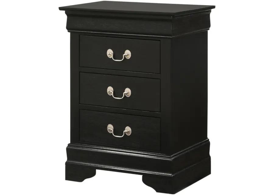 Rossie 3-Drawer Nightstand in Black by Glory Furniture