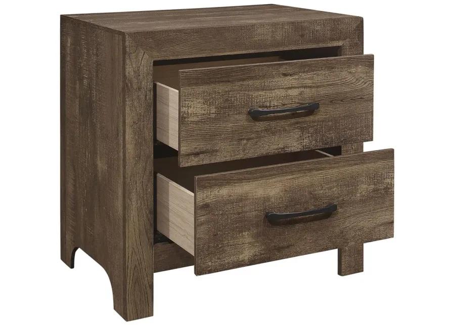 Bijou 2-Drawer Nightstand in Rustic Brown by Homelegance