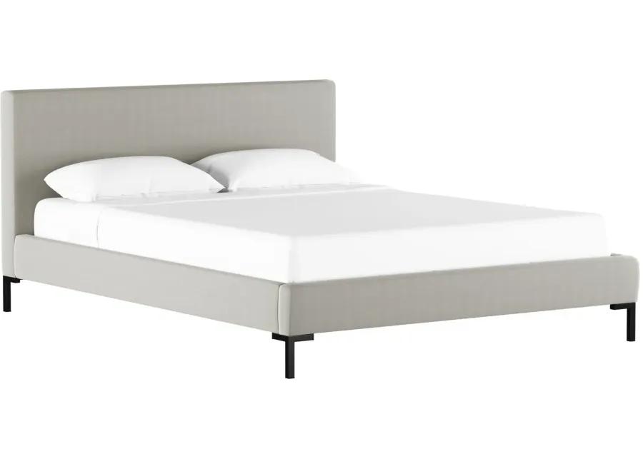 Malin Platform Bed in Velvet Light Gray by Skyline