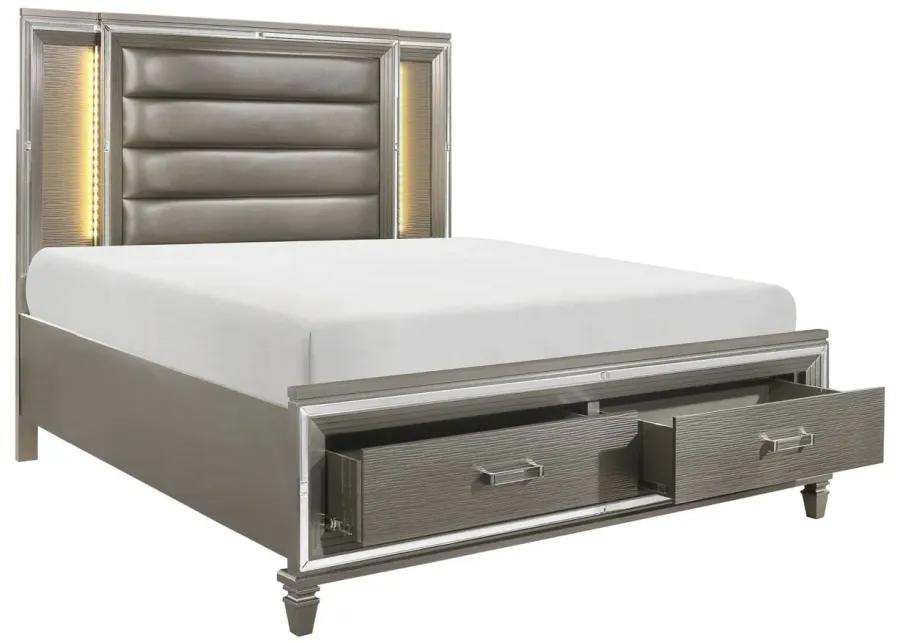 Selena Platform Storage Bed in Silver-Gray by Bellanest