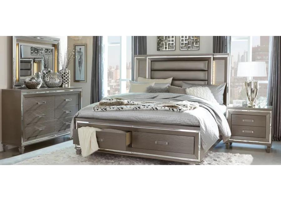 Selena Platform Storage Bed in Silver-Gray by Bellanest