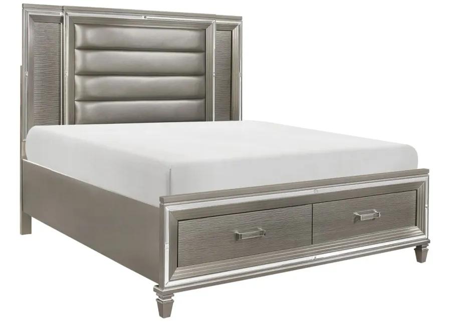 Selena Platform Storage Bed in Silver-Gray by Bellanest