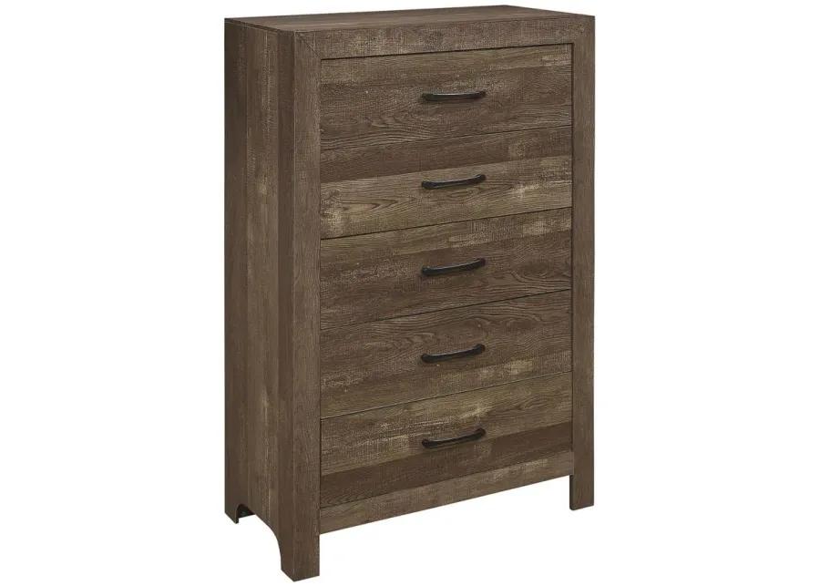 Bijou 5-Drawer Bedroom Chest in Rustic brown by Homelegance