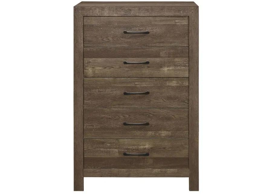 Bijou 5-Drawer Bedroom Chest in Rustic brown by Homelegance