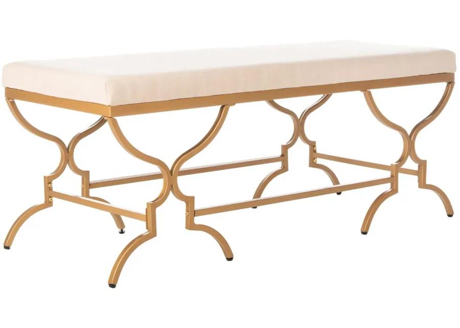 Juliet Rectangular Bench in Beige / Gold by Safavieh