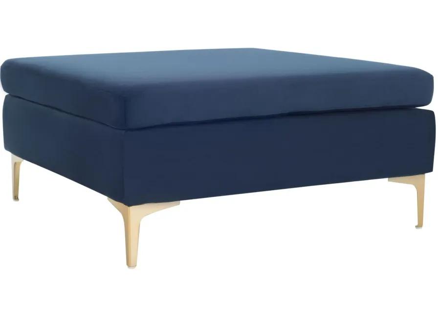 Gina Square Ottoman in Navy / Brass by Safavieh