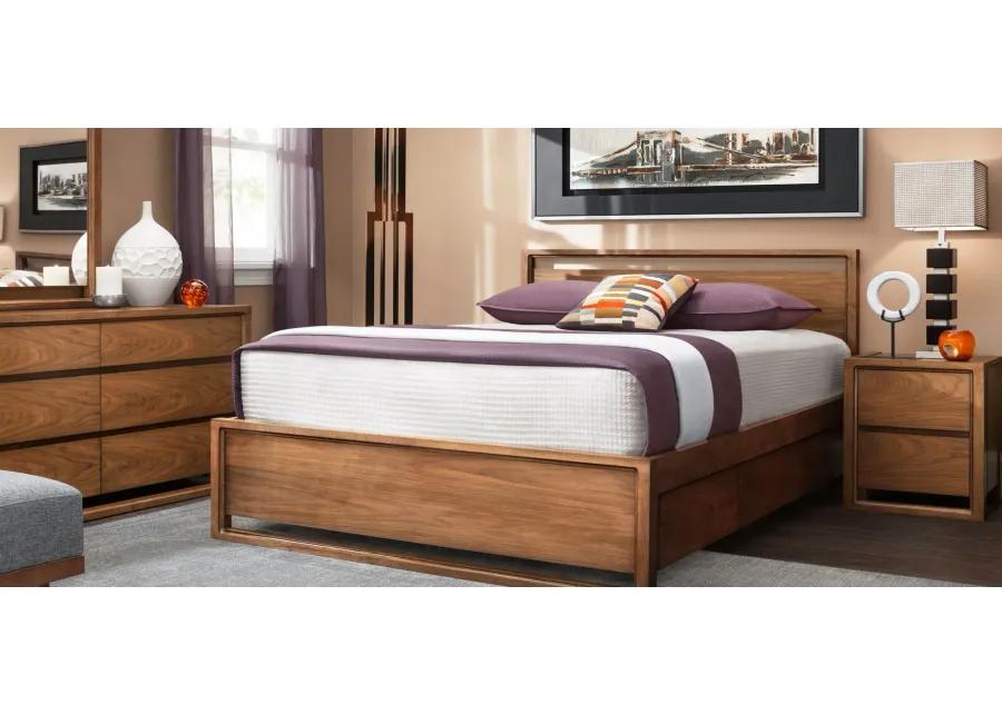 Aversa 4-pc. Bedroom Set w/ 1-side Storage Bed and 2-Drawer Nightstand in Light Cherry by Bellanest