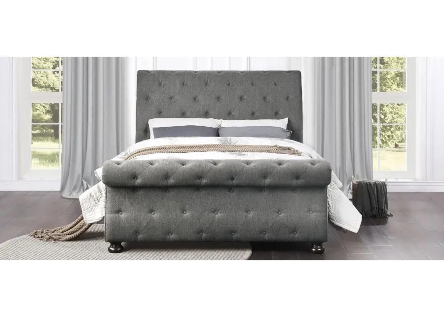 Sanders Upholstered Bed in Dark Gray by Homelegance