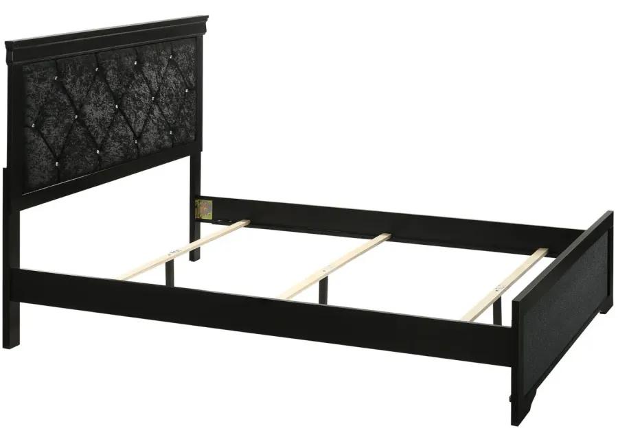 Amalia Upholstered 4-pc. Bedroom Set in Black by Crown Mark