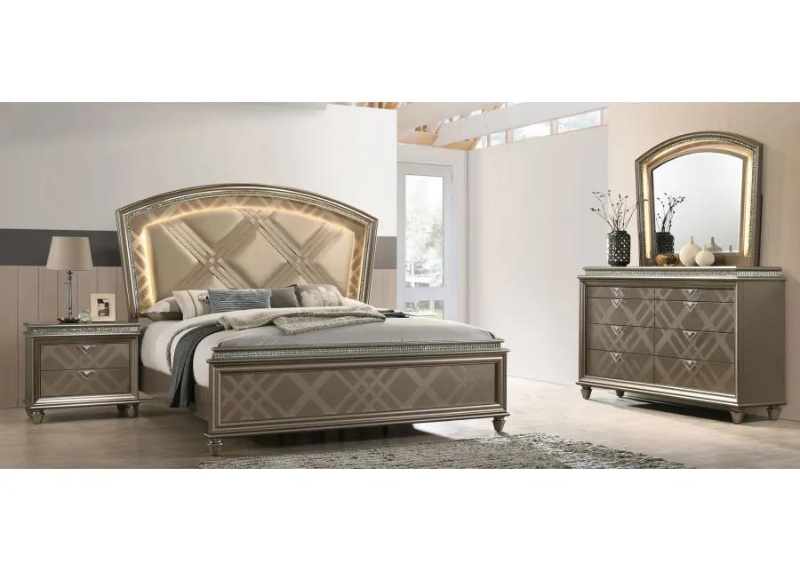 Cristal 4-pc. Bedroom Set in Gold by Crown Mark