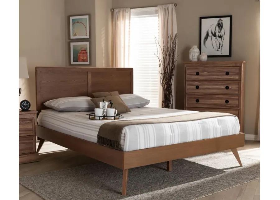 Zenon Mid-Century Full Size Platform Bed in Walnut by Wholesale Interiors