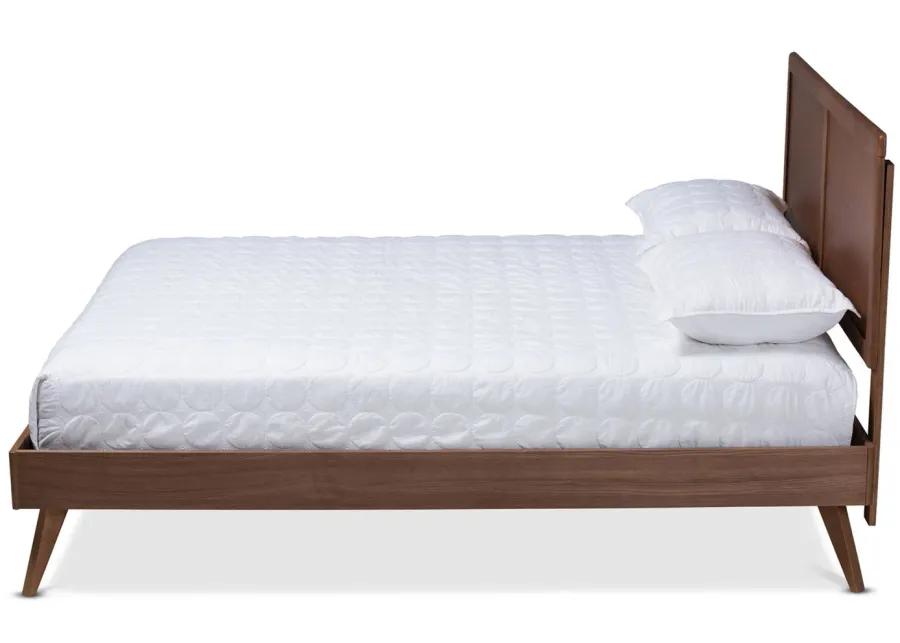 Zenon Mid-Century Full Size Platform Bed in Walnut by Wholesale Interiors