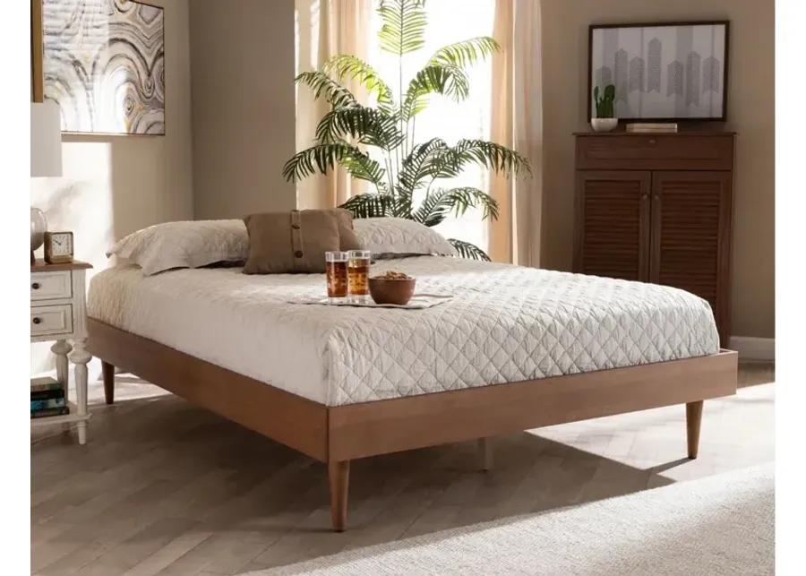 Rina Mid-Century Full Size Wood Bed Frame in Ash Walnut by Wholesale Interiors