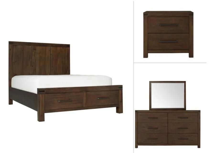 Gannon 4-pc. Bedroom Set w/ Platform Storage Bed in brown by Hillsdale Furniture