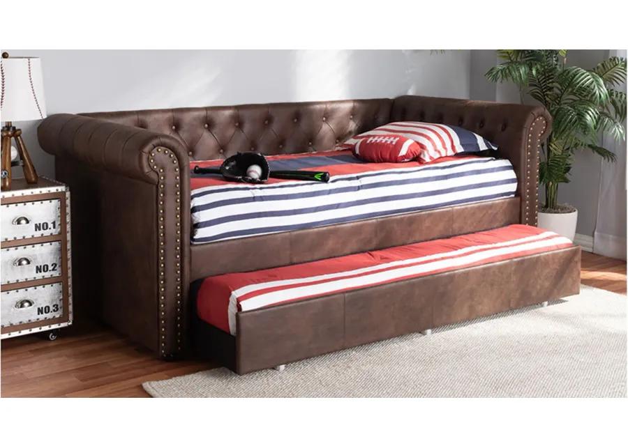 Mabelle Daybed with Trundle in Brown by Wholesale Interiors