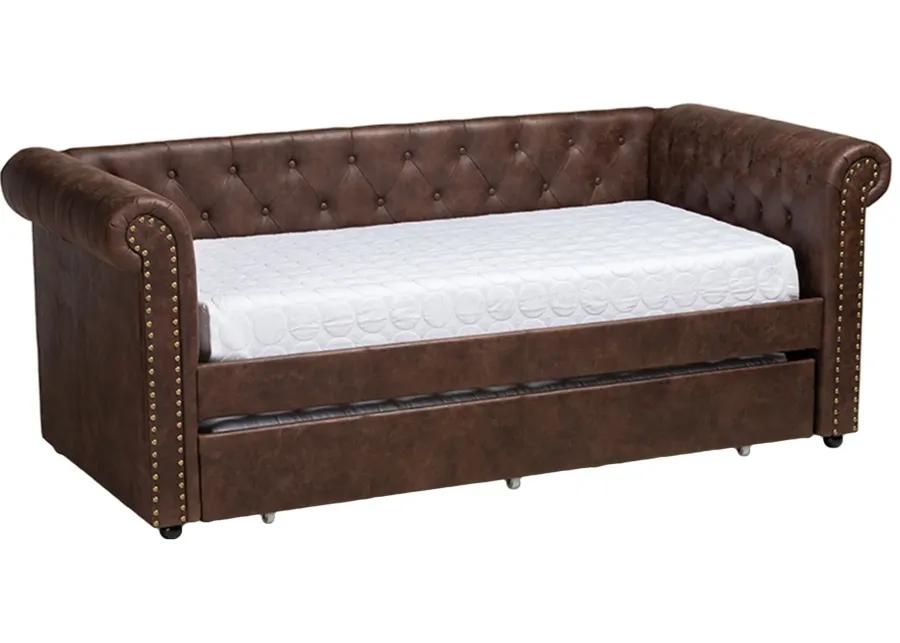 Mabelle Daybed with Trundle in Brown by Wholesale Interiors