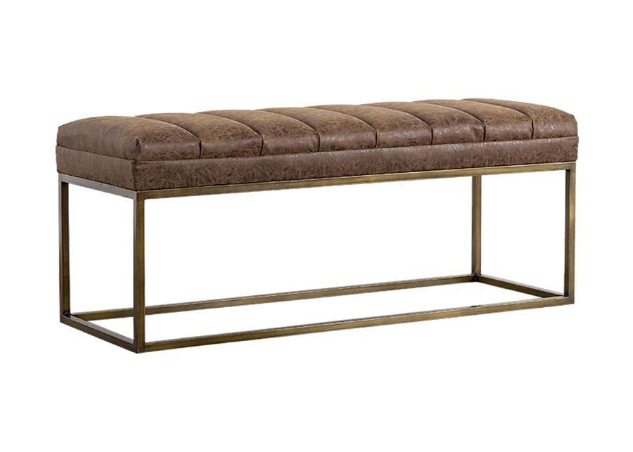 Darius PU Leather Bench in Nubuck Chocolate by New Pacific Direct