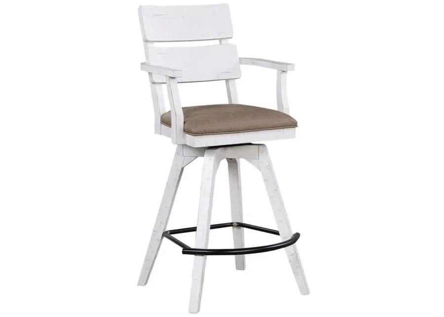 La Sierra Panel Back Bar Stool in White by ECI