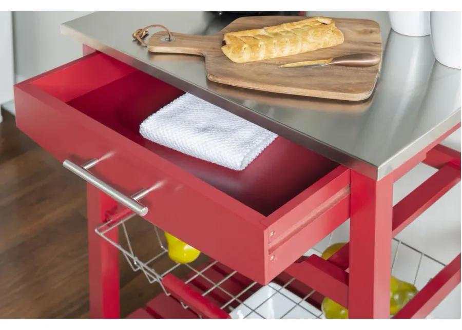 Ripley Kitchen Island in Red by Linon Home Decor