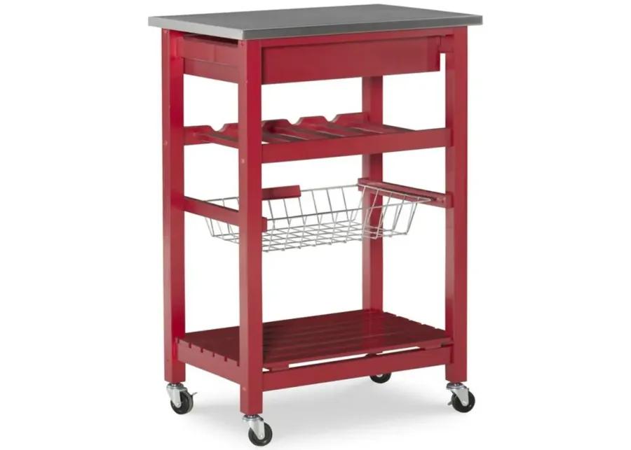 Ripley Kitchen Island in Red by Linon Home Decor