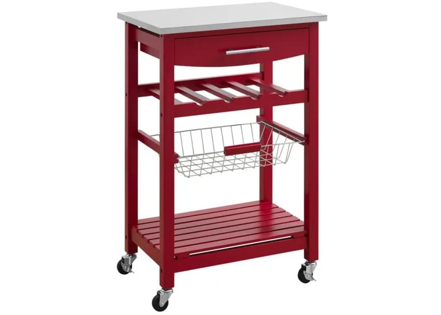 Ripley Kitchen Island in Red by Linon Home Decor