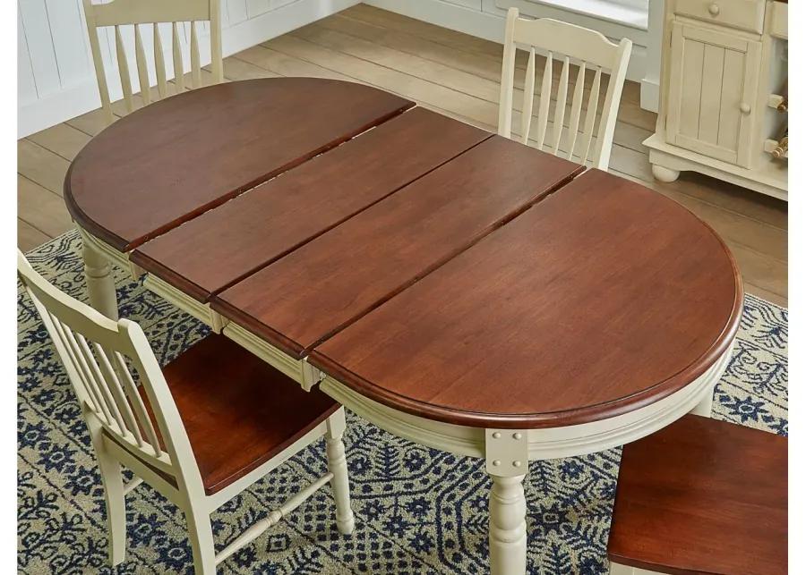 British Isles 5-pc. Oval Slatback Dining Set with Leaves in Merlot-Buttermilk by A-America