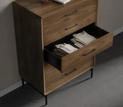 Linq 5 Drawer Chest - Natural Walnut