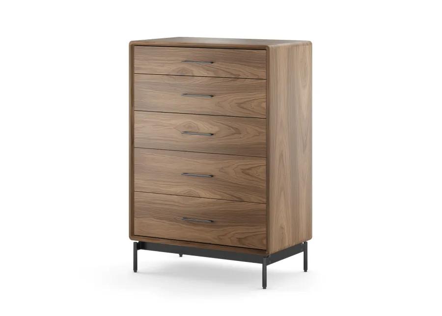 Linq 5 Drawer Chest - Natural Walnut