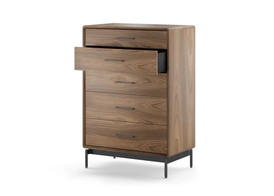 Linq 5 Drawer Chest - Natural Walnut