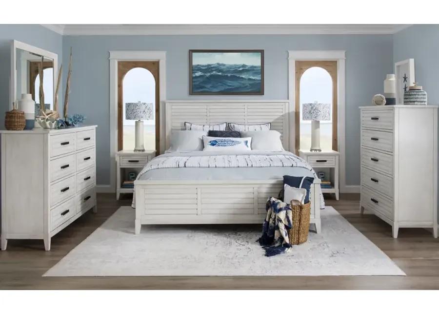 Egret Queen Panel Bed - Sand Dollar White