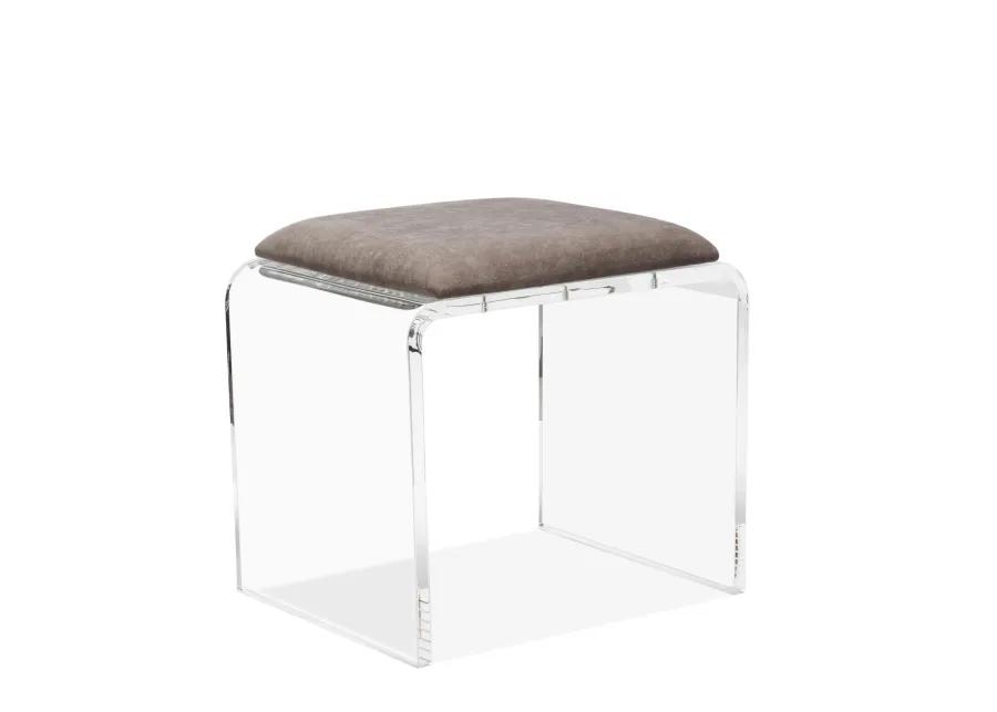 Mira Acrylic Stool in Grey Velvet