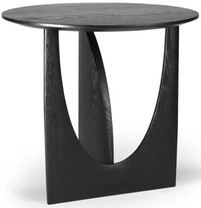 Oak Geometric Black End Table