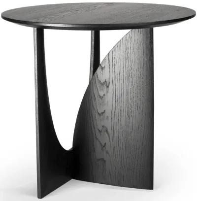 Oak Geometric Black End Table