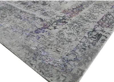 8' X 10' Gray/Purple Hand Knotted Rug