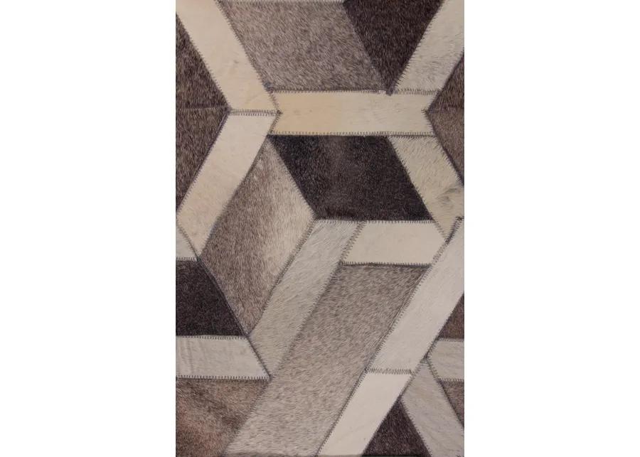 8' X 11' Silver/Ivory Hand-Stitched Rug