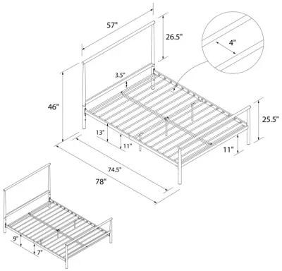 Calixa Modern Metal Bed with Multiple Height Adjustment Options