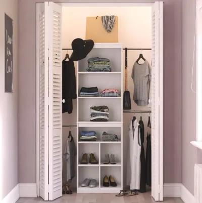 Summer Haven Closet Tower with 4 Clothing Rods, 4 Shelves and 4 Cubbies