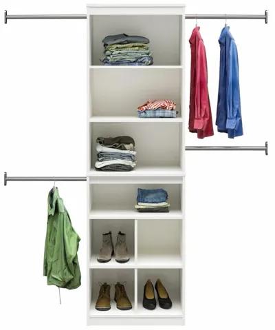 Summer Haven Closet Tower with 4 Clothing Rods, 4 Shelves and 4 Cubbies