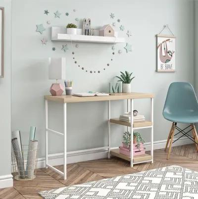 Kimberly Kids Desk with Reversible Shelves and Large Work Surface