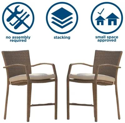 3 Piece High Top Bistro Wicker Patio Table and Chairs Set