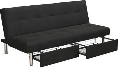 Sola Upholstered Storage Futon with 2 Drawers and Chrome Legs