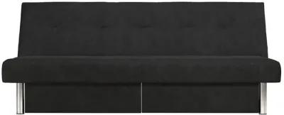 Sola Upholstered Storage Futon with 2 Drawers and Chrome Legs