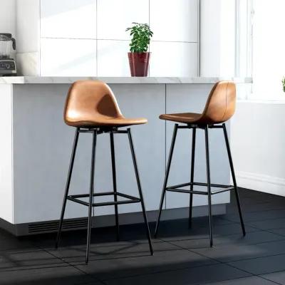 Brandon Upholstered Mid Century Modern Kitchen Bar Stool with Metal Legs