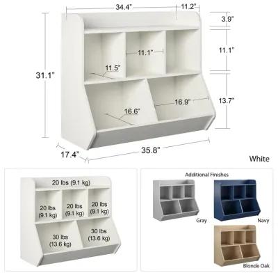 Jocelyn Storage Bookcase and Toy Box with 5 Open Compartments