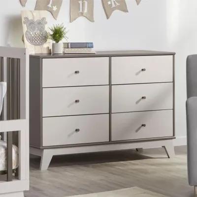 Rowan Valley Flint 6 Drawer Dresser with Solid Wood Angled Feet