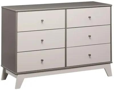 Rowan Valley Flint 6 Drawer Dresser with Solid Wood Angled Feet