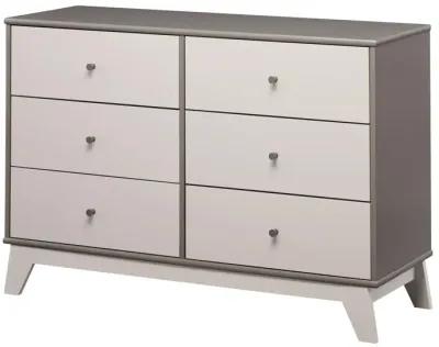 Rowan Valley Flint 6 Drawer Dresser with Solid Wood Angled Feet