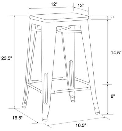 Fusion 24 Inch Stackable Metal and Wood Counter Height Bar Stools, Set of 2