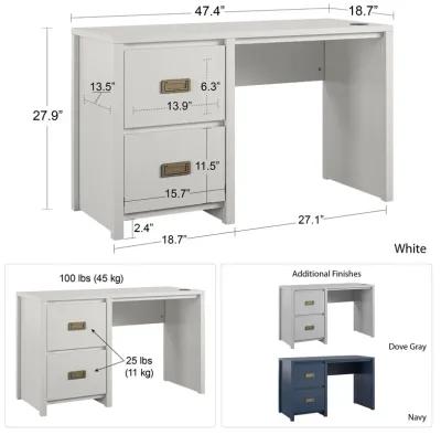 Monarch Hill Haven Single Pedestal Desk with Gold Drawer Pulls