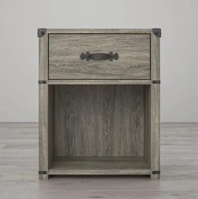 Nova 1 Drawer Storage Nightstand with Leather Drawer Pull